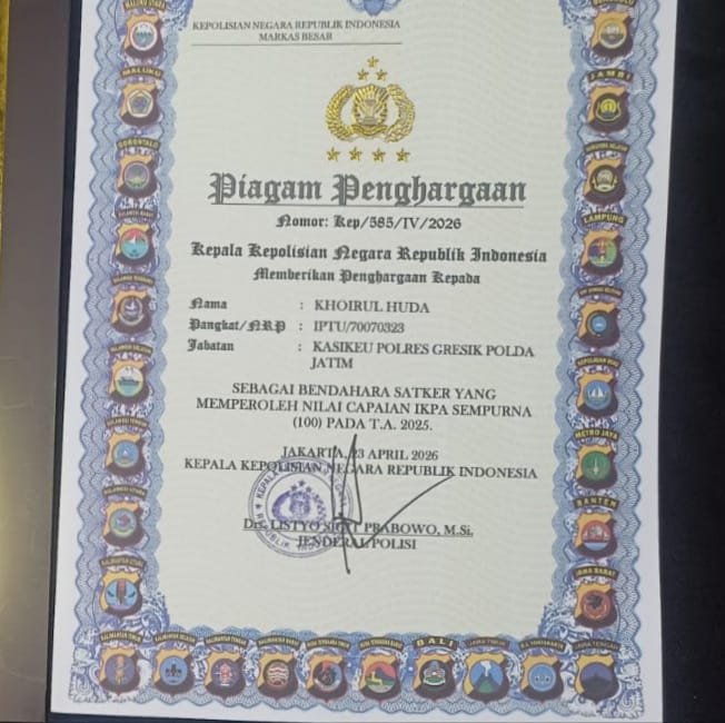 Polres Gresik Borong Penghargaan Kapolri dan DJPb Jatim, Bukti Tata Kelola Keuangan Profesional
